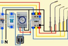 توصيل تايمر مع كونتاكتور لإضاءة شارع