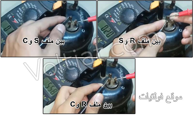 قياس أطراف الكباس بواسطة جهاز الملتميتر (الأوم)