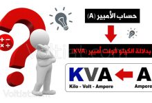 حساب الأمبير (A) بدلالة الكيلو فولت أمبير (kVA)