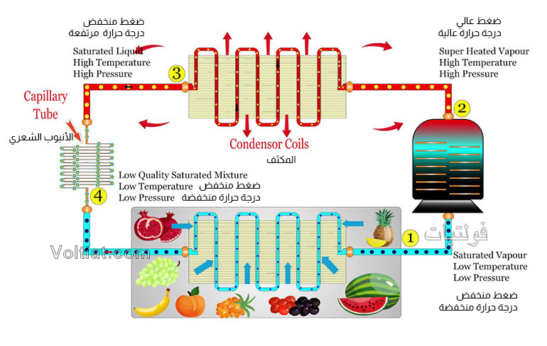 دورة التبريد للثلاجة