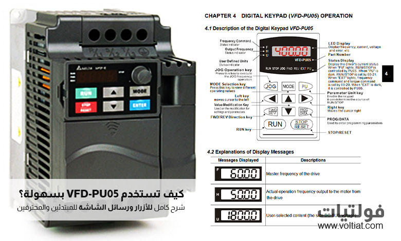 دليل شامل لتشغيل لوحة المفاتيح الرقمية VFD-PU05