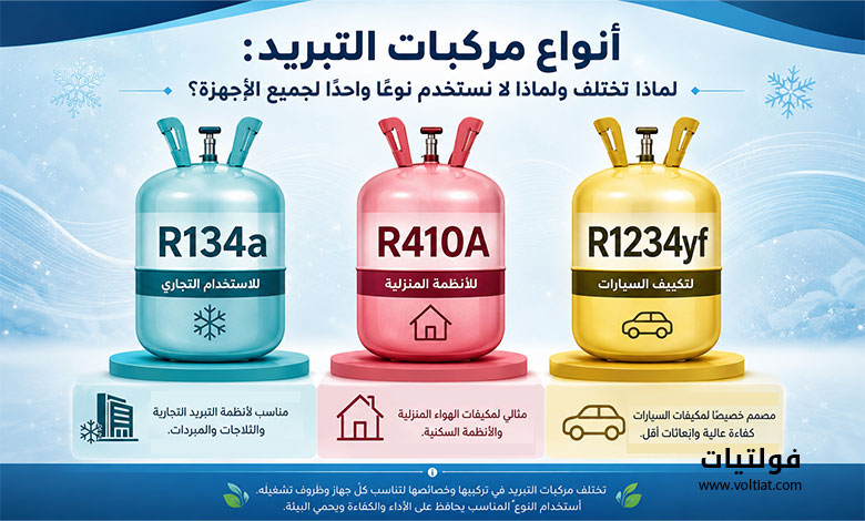 لماذا توجد أنواع مختلفة من مركبات التبريد؟