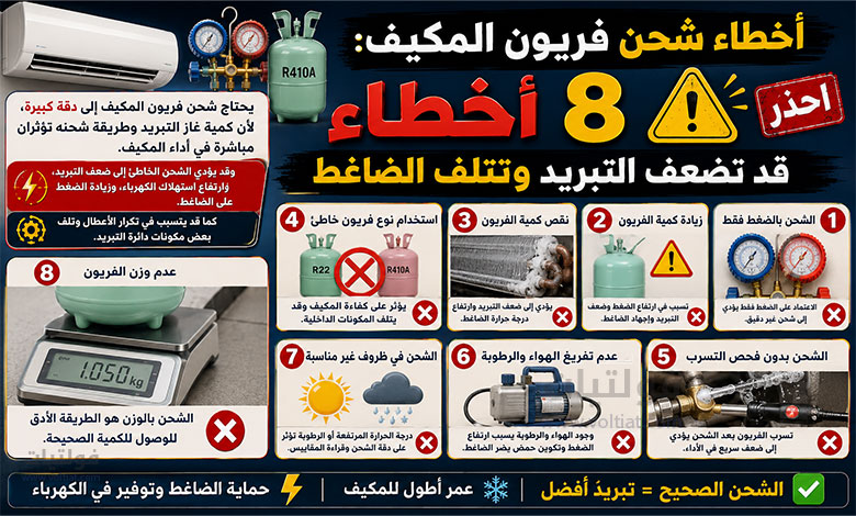 أخطاء شحن فريون المكيف