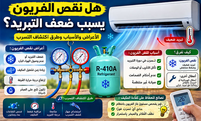 انخفاض غاز التبريد في المكيف