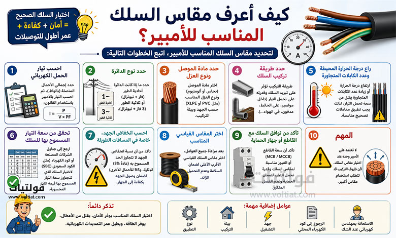 خطوات تحديد مقاس السلك المناسب للأمبير