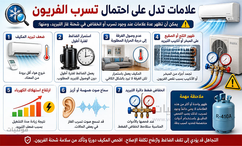 علامات تدل على احتمال تسرب الفريون