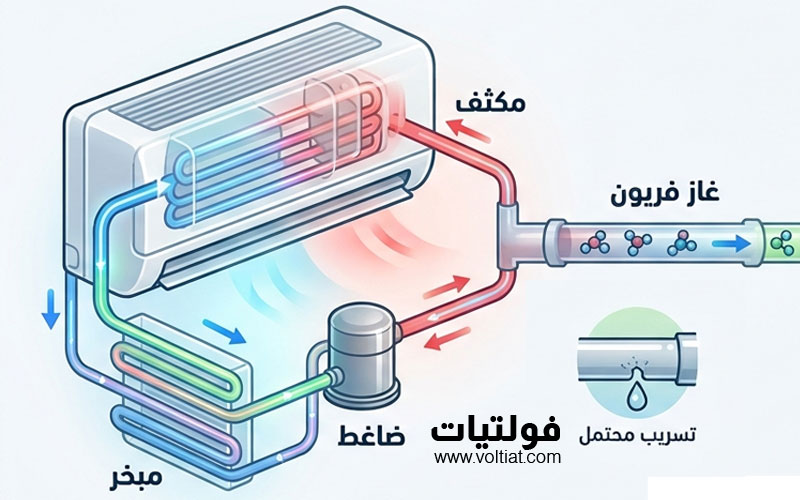 علامات نقص الفريون في المكيف وكيفية اكتشاف التسرب
