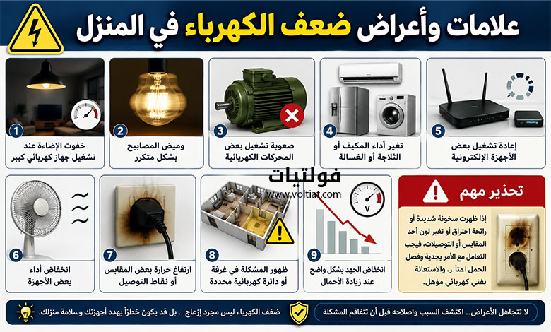 علامات وأعراض ضعف الكهرباء في المنزل
