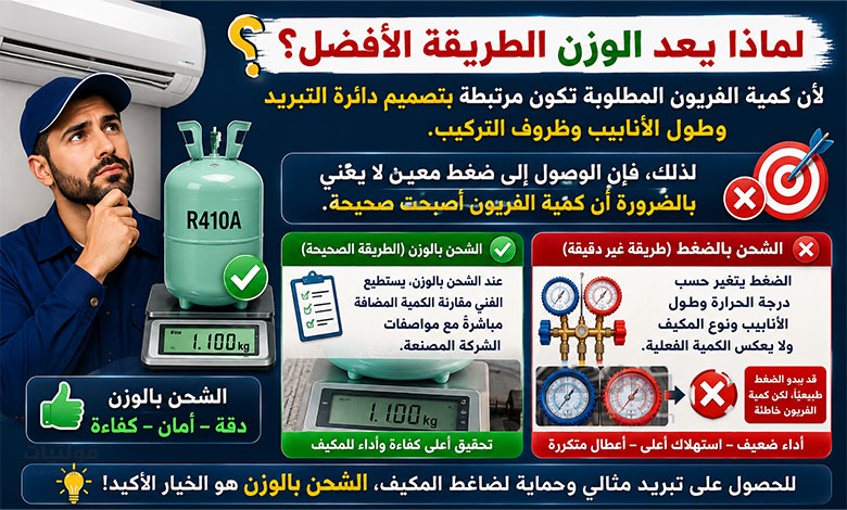 لماذا يعد الوزن الطريقة الأدق لشحن الفريون؟