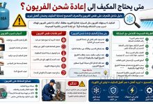 متى يحتاج المكيف إلى إعادة شحن الفريون؟