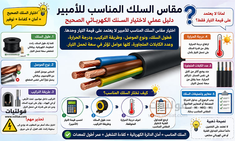 مقاس السلك المناسب للأمبير دليل عملي لاختيار السلك الكهربائي الصحيح