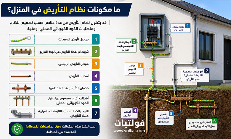 مكونات نظام التأريض في المنزل