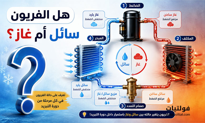 هل الفريون سائل أم غاز؟
