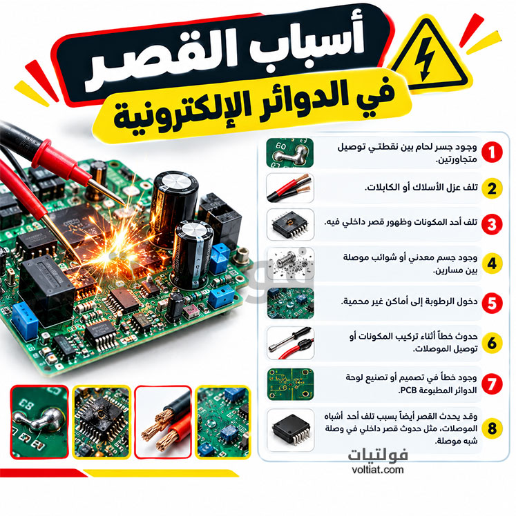 أسباب القصر في الدوائر الإلكترونية