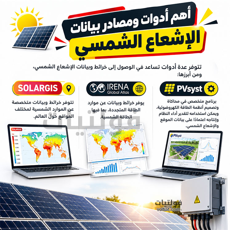 أهم أدوات ومصادر بيانات الإشعاع الشمسي