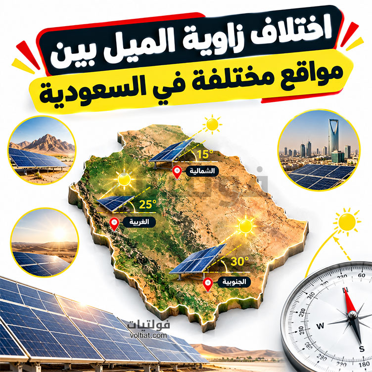اختلاف زاوية الميل بين مواقع مختلفة في السعودية