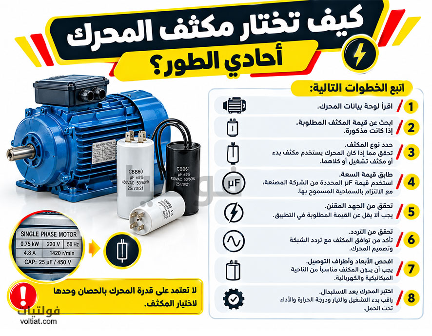 اختيار مكثف المحرك 1 فاز