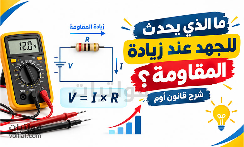 العلاقة بين المقاومة وهبوط الجهد وفق قانون أوم