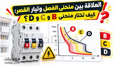 العلاقة بين منحنى الفصل وتيار القصر