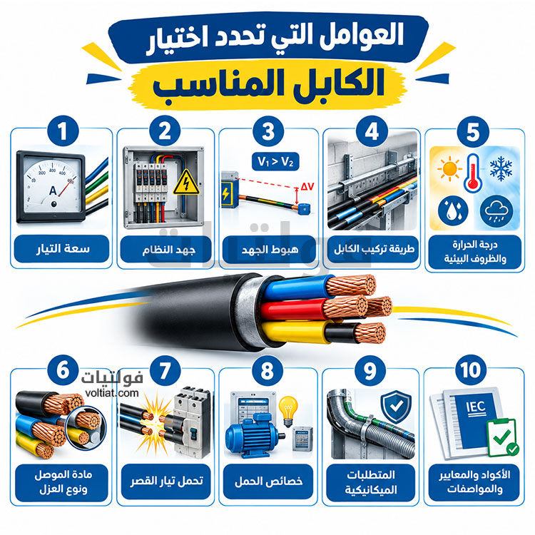 العوامل التي تحدد اختيار الكابل المناسب