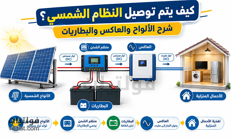 طريقة توصيل النظام الشمسي