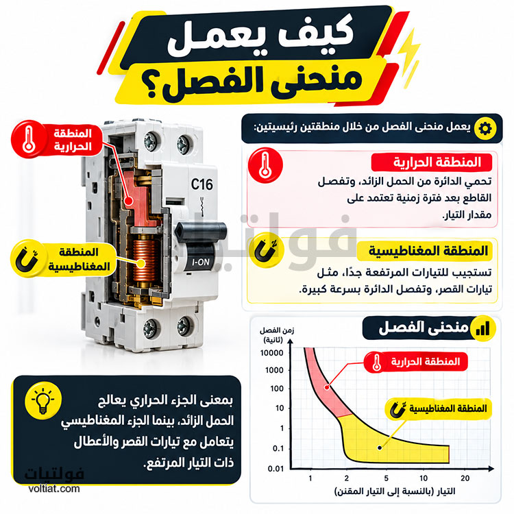 كيف يعمل منحنى الفصل الخاص بالقاطع الكهربائي