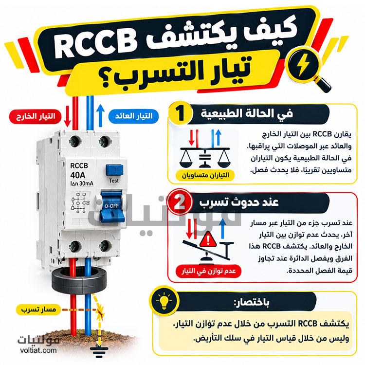 كيف يكتشف RCCB تيار التسرب؟