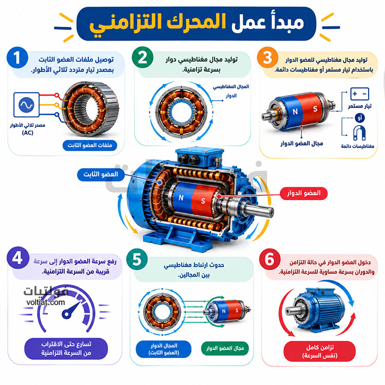مبدأ عمل المحرك التزامني