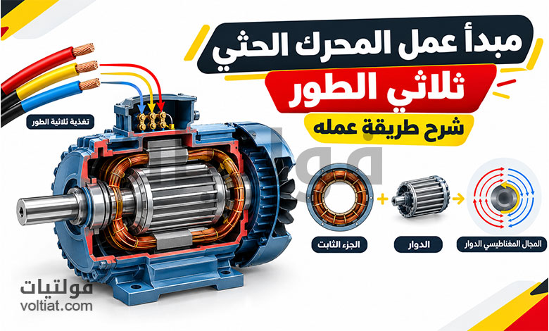مبدأ عمل المحرك الحثي ثلاثي الطور