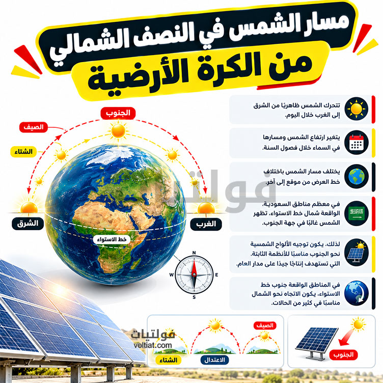 مسار الشمس في النصف الشمالي من الكرة الأرضية