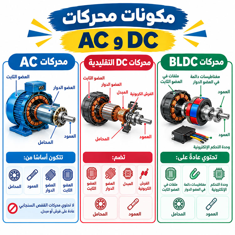مكونات محركات AC وDC