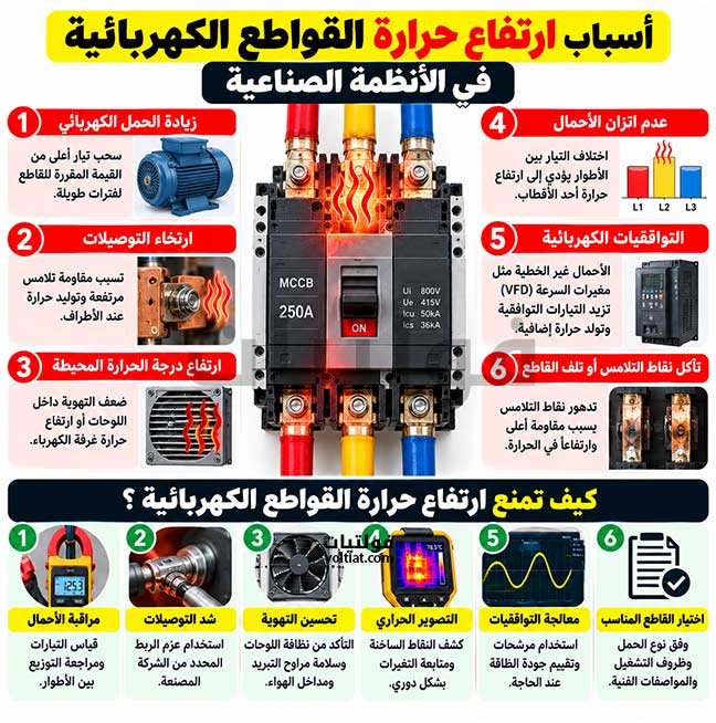 أسباب ارتفاع حرارة القاطع الكهربائي