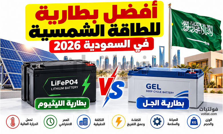 أفضل بطارية للطاقة الشمسية في السعودية 2026