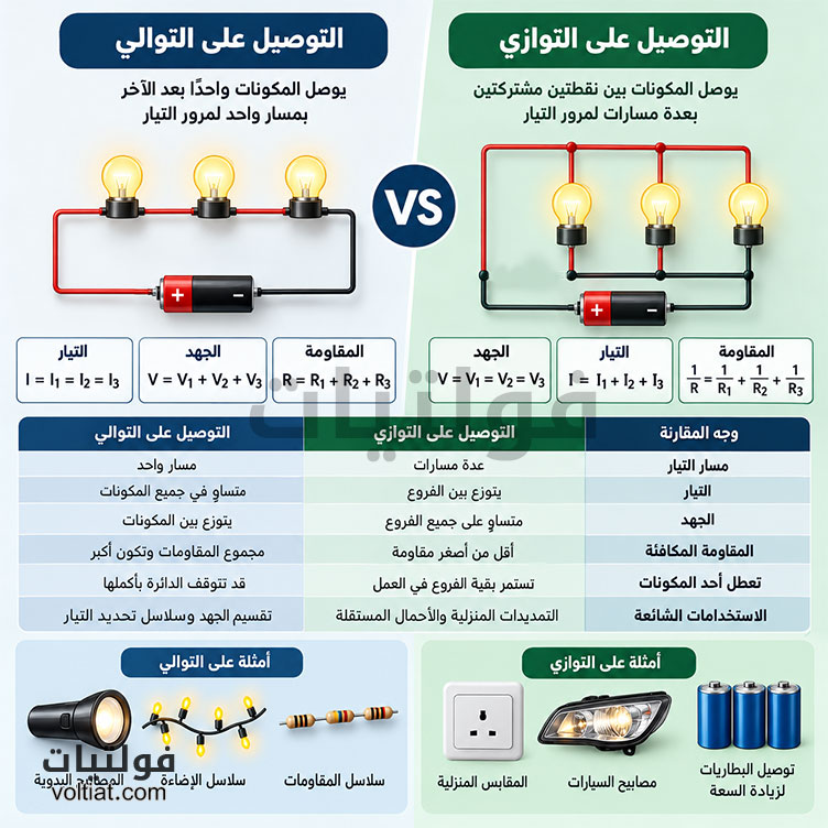 التوصيل على التوالي والتوازي
