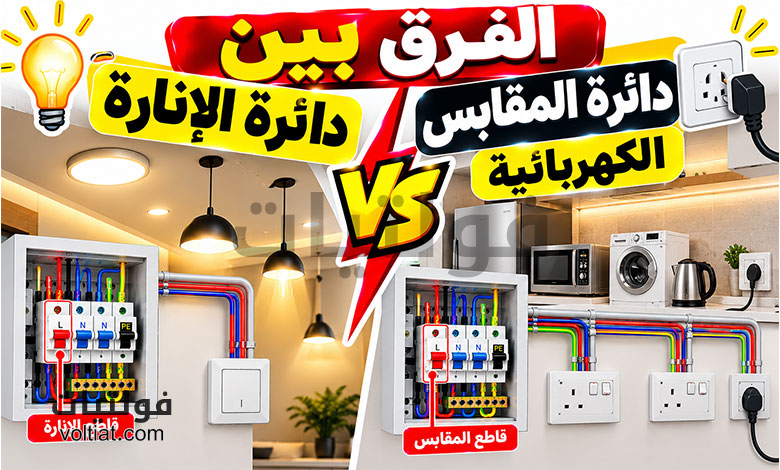 الفرق بين دائرة الإنارة ودائرة المقابس الكهربائية