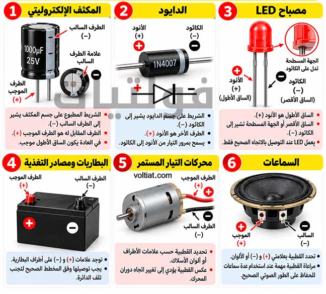 المكونات الإلكترونية التي لها قطبية