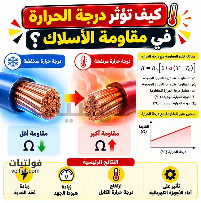 تأثير درجة الحرارة في مقاومة الأسلاك