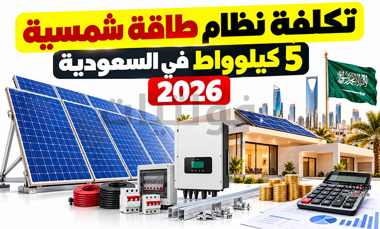 تكلفة نظام طاقة شمسية 5 كيلوواط في السعودية 2026