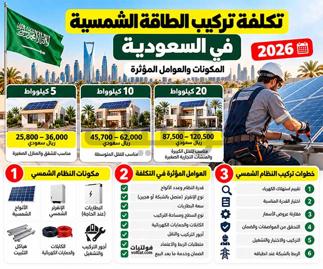 تكلفة نظام طاقة شمسية في السعودية