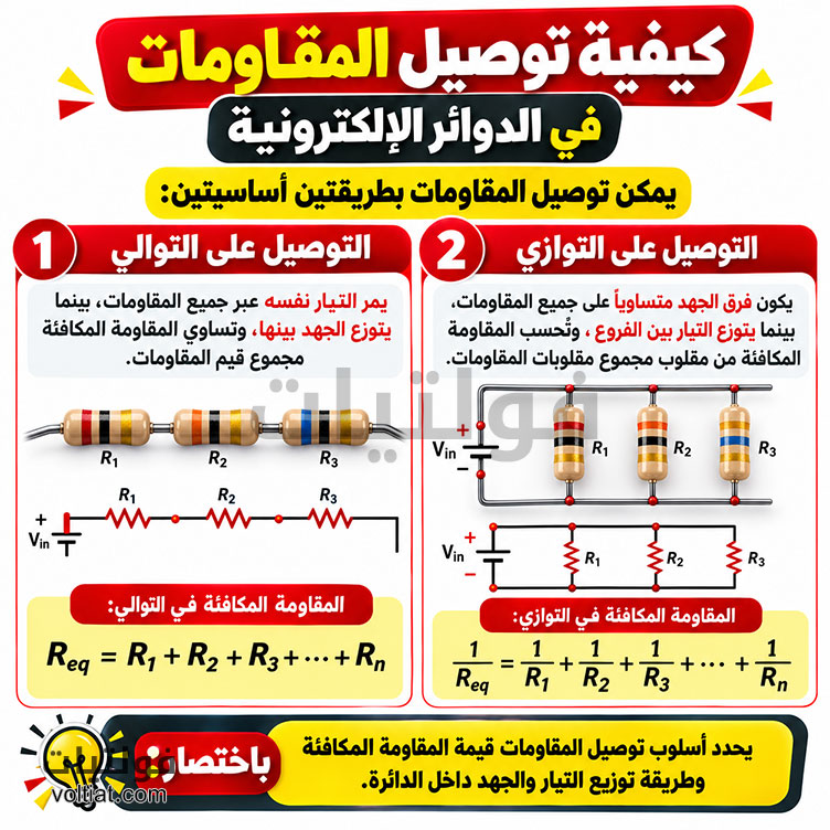 توصيل المقاومات في الدوائر الإلكترونية