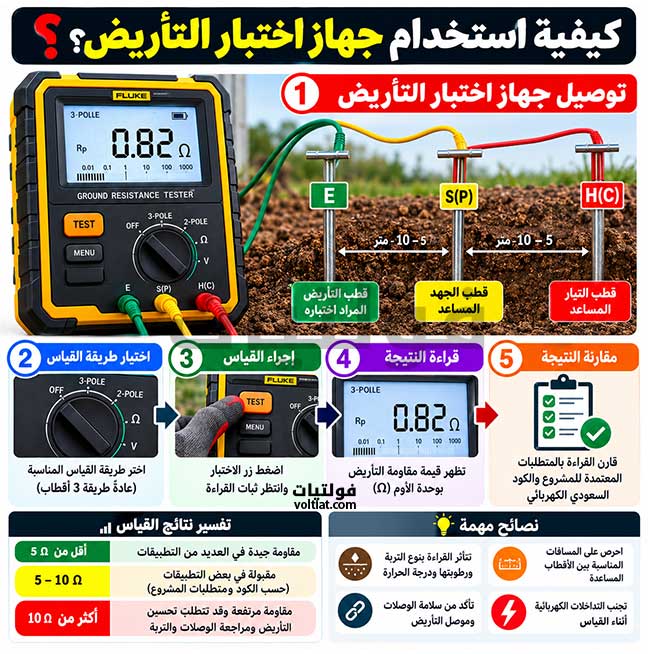 خطوات استخدام جهاز التأريض