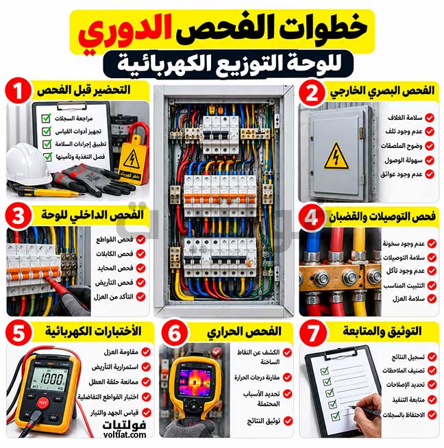 خطوات الفحص الدوري للوحة الكهربائية
