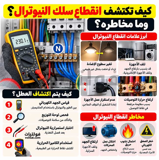 علامات انقطاع سلك النيوترال