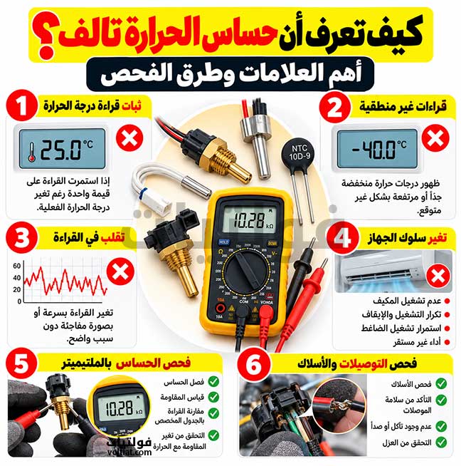 علامات تلف حساس الحرارة
