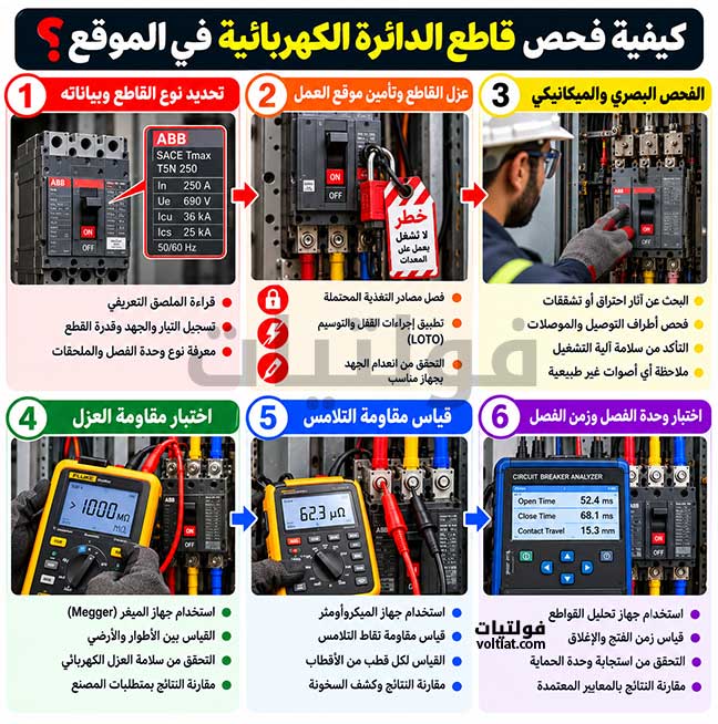 فحص قاطع الدائرة الكهربائية في الموقع