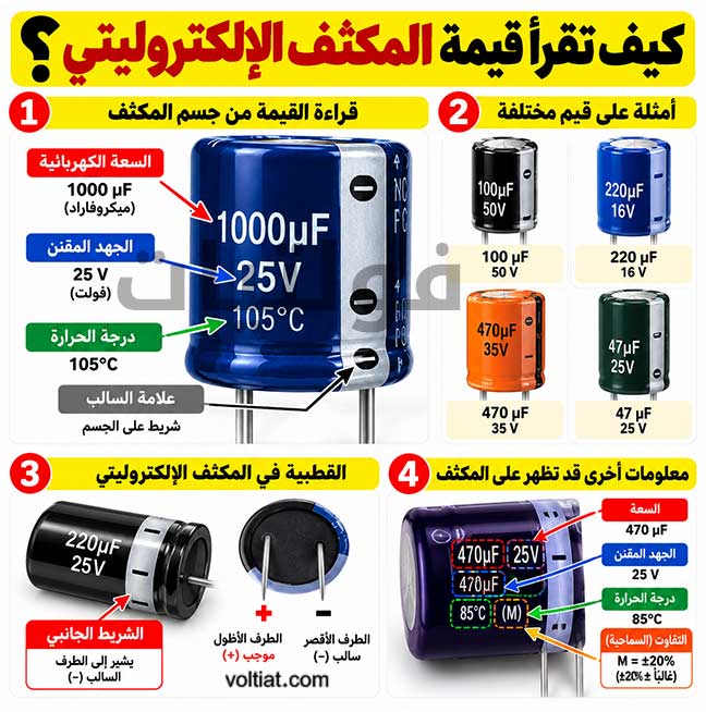 قراءة قيم المكثفات الكهربائية