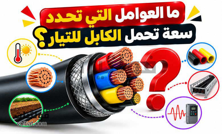 ما العوامل التي تحدد سعة تحمل الكابل للتيار؟