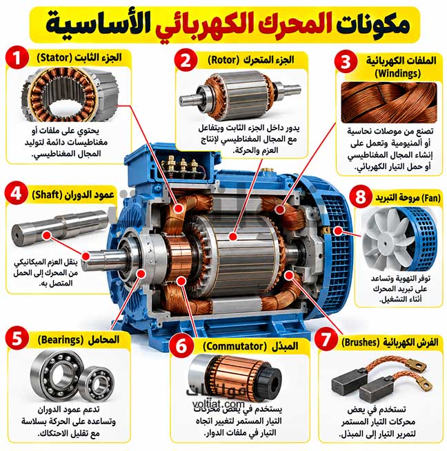 مكونات المحرك الكهربائي