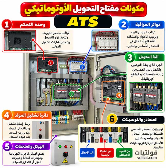 مكونات مفتاح التحويل الأوتوماتيكي ATS