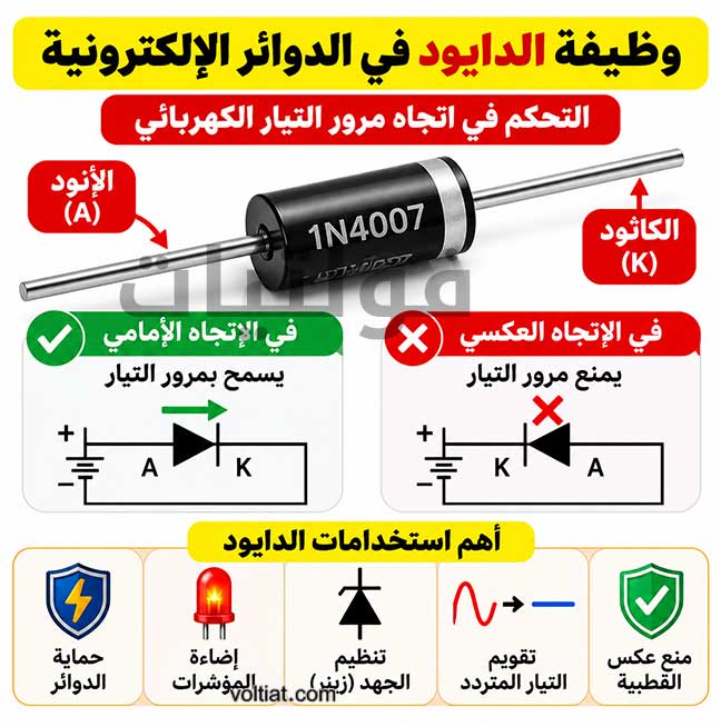وظيفة الدايود في الدوائر الإلكترونية
